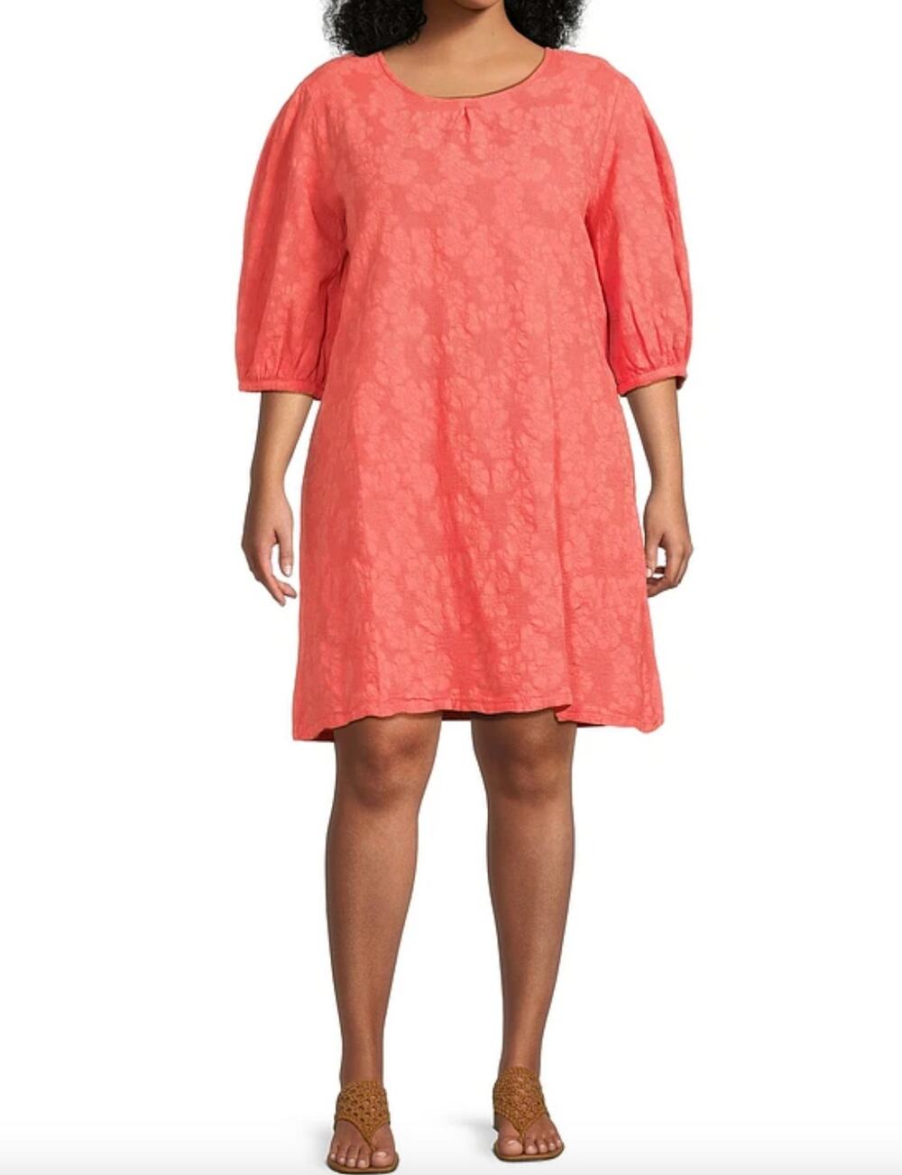 Bryn Walker Lucien Floral Cotton Jacquard Mini Dress Lightweight Coral 1X NWT